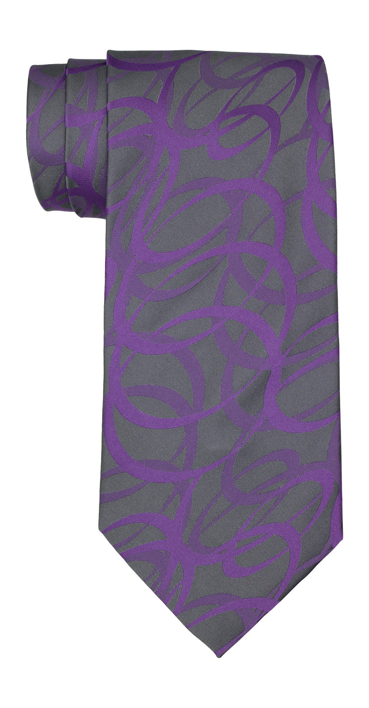 Zilli Purple Gray Geometric Wide Tie