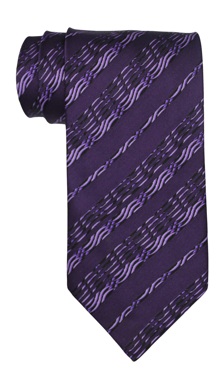 Zilli Satin Purple Striped Tie
