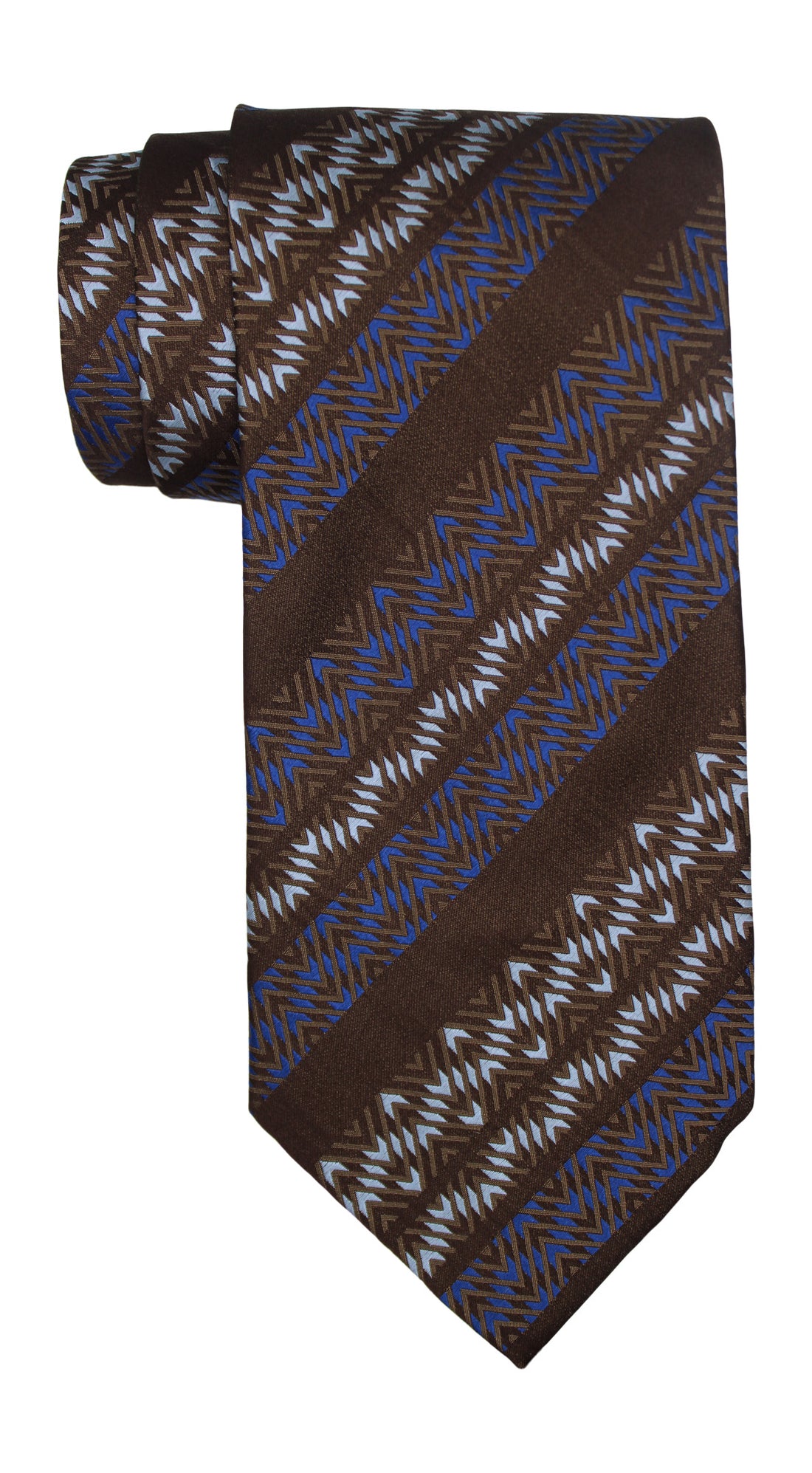 Zilli Brown Striped Wide Tie