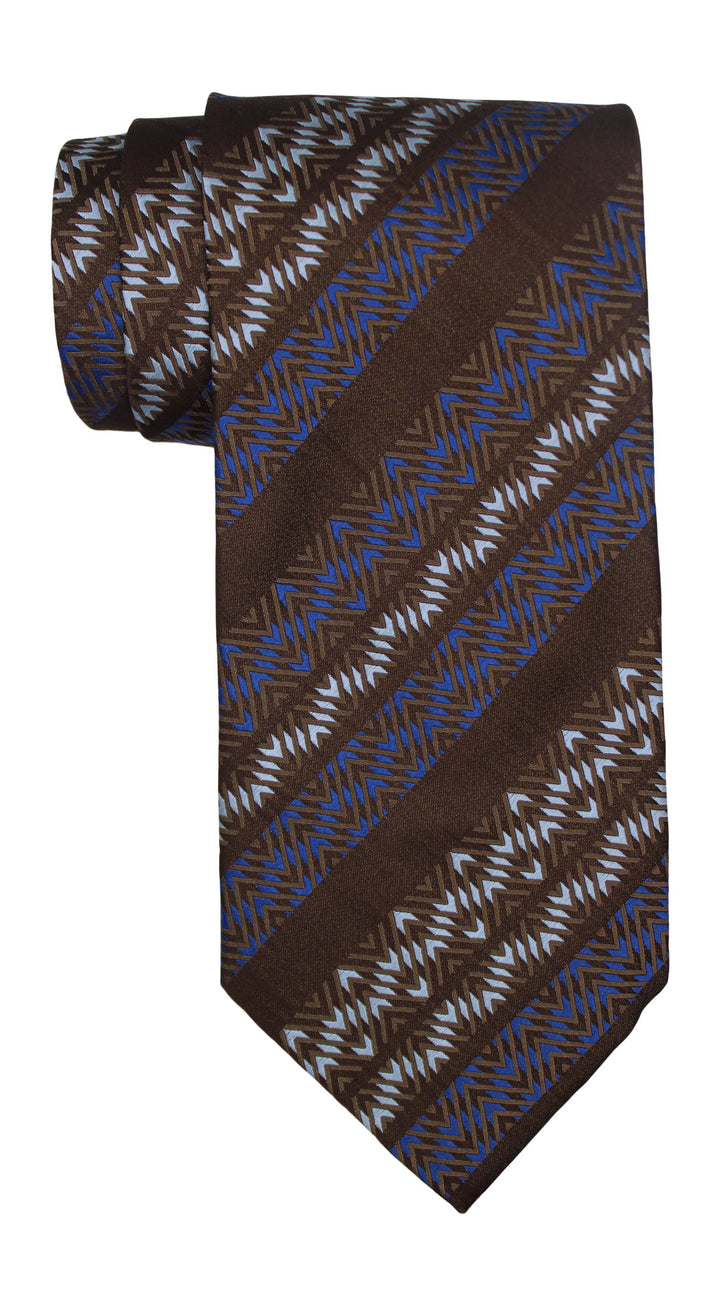 Zilli Brown Striped Wide Tie