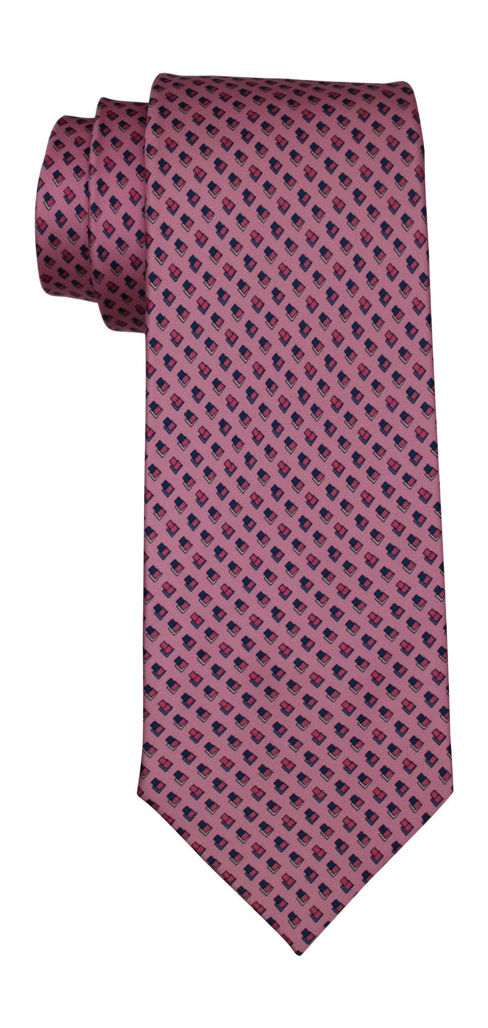 Zilli Sain Pink Geometric 7 Fold Tie