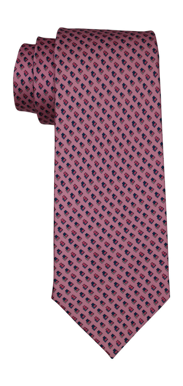 Zilli Sain Pink Geometric 7 Fold Tie