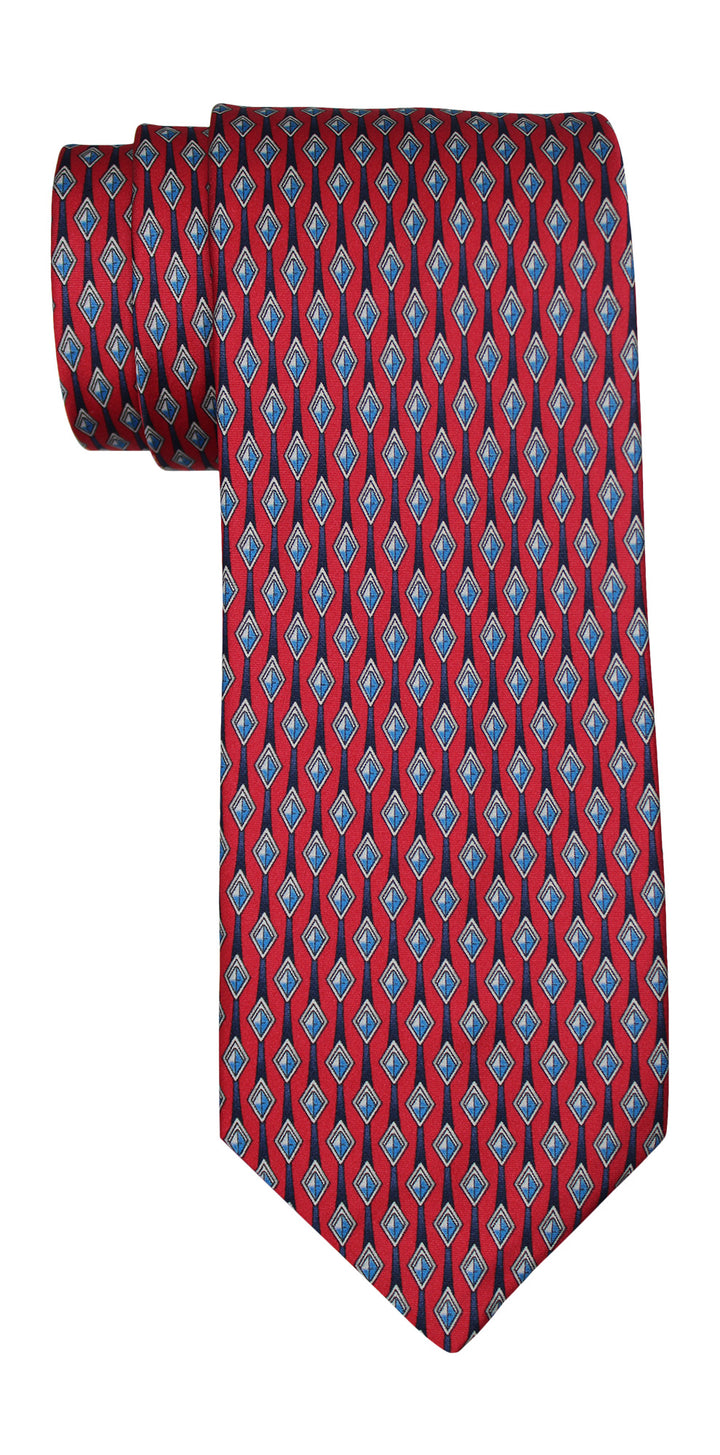 Zilli Satin Red Geometric  7 Fold Tie