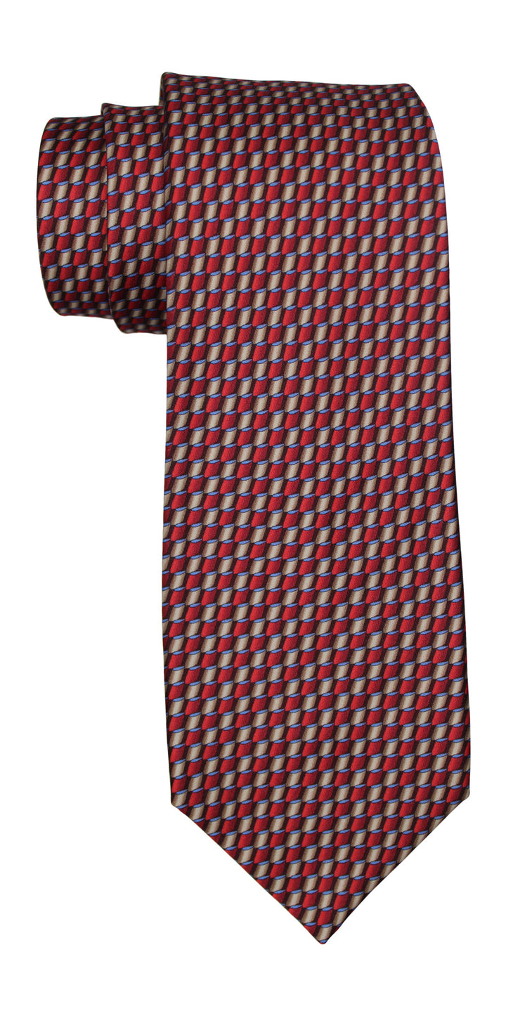 Zilli Satin Red Geometric  7 Fold Tie