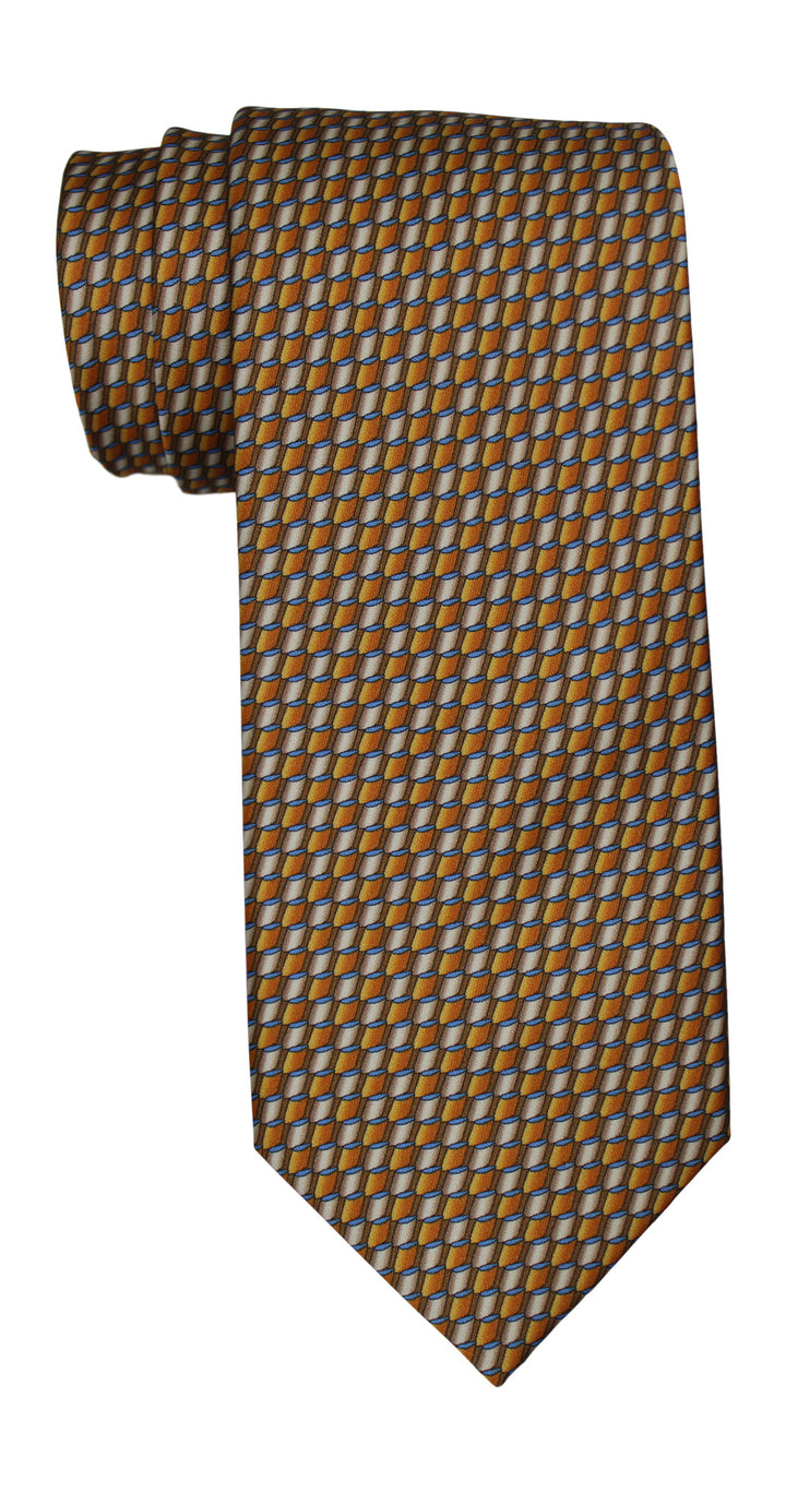 Zilli Satin Beige Geometric  7 Fold Tie