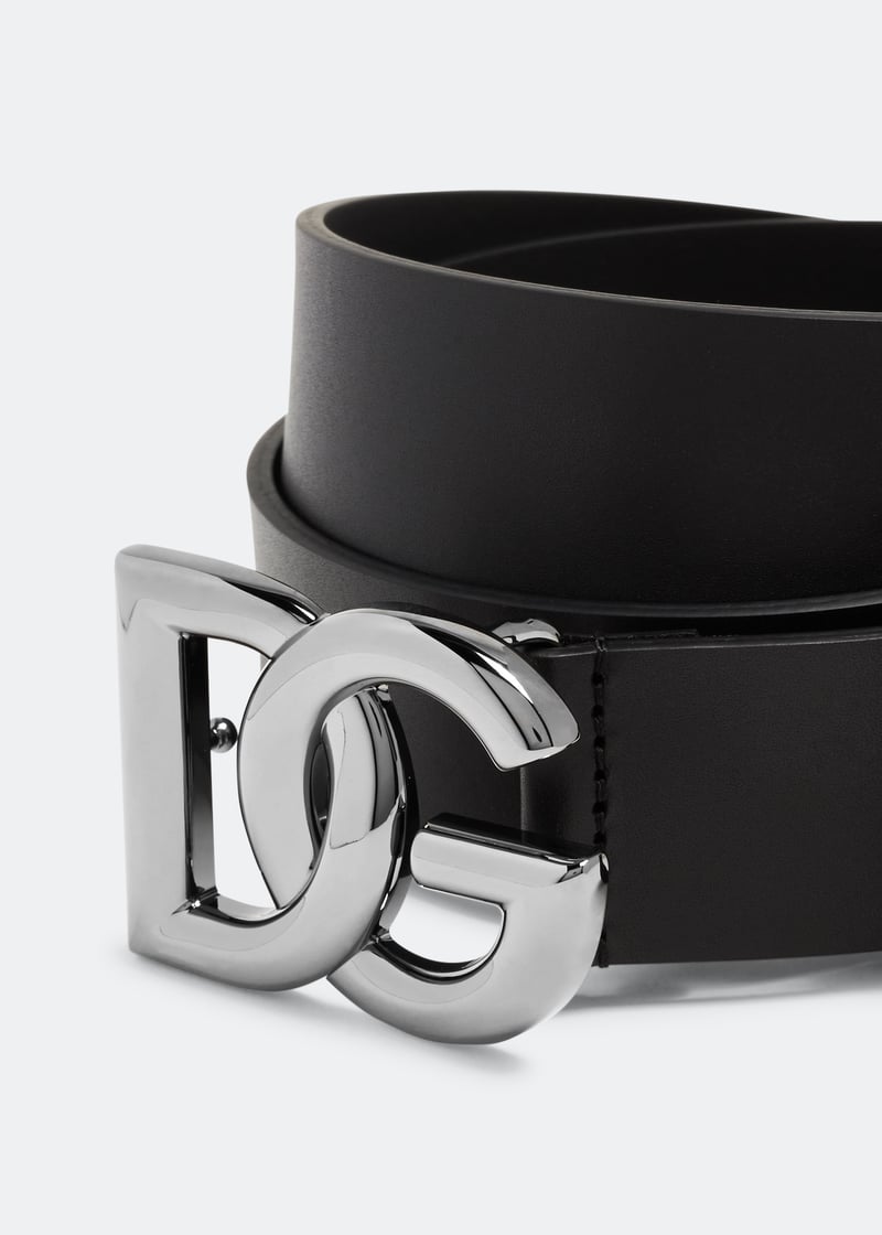 Dolce & Gabbana Men's DG logo Buckle Black Leather Belt