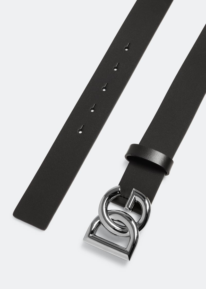 Dolce & Gabbana Men's DG logo Buckle Black Leather Belt