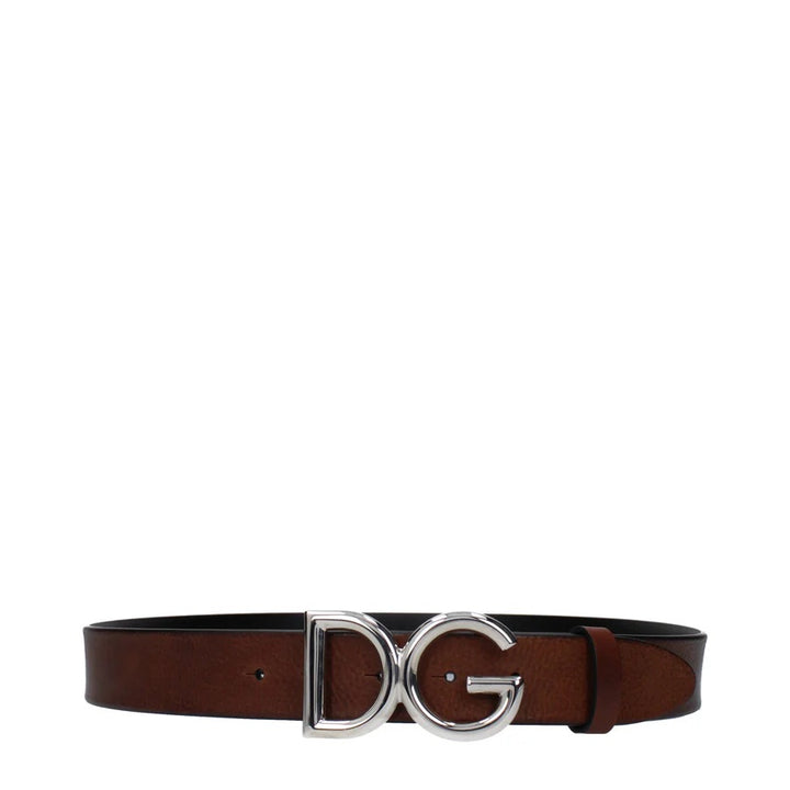 Dolce & Gabbana Men's DG logo BuckleBrown Leather belt Size 105