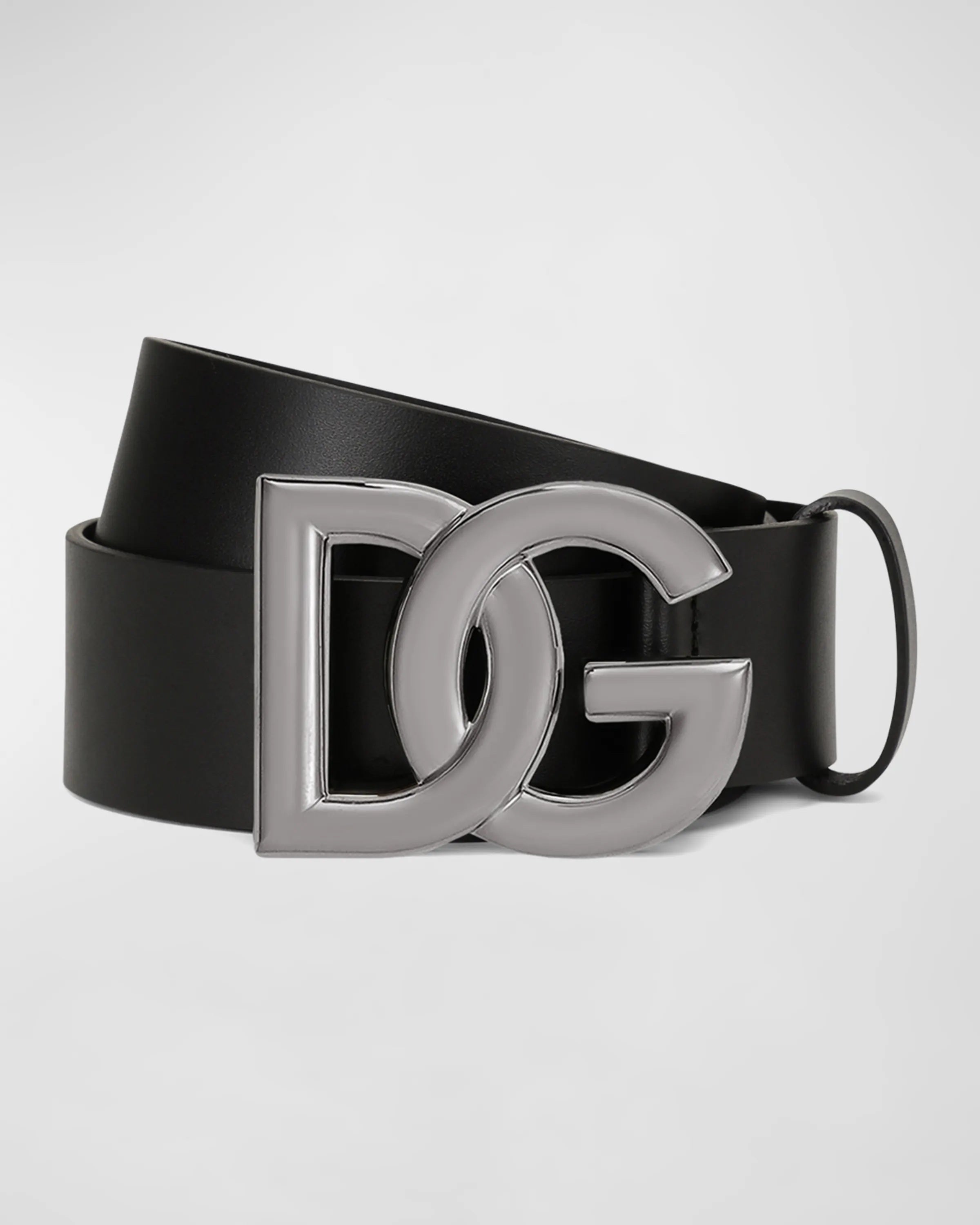 Dolce & Gabbana Men's DG logo Buckle Black Leather Belt